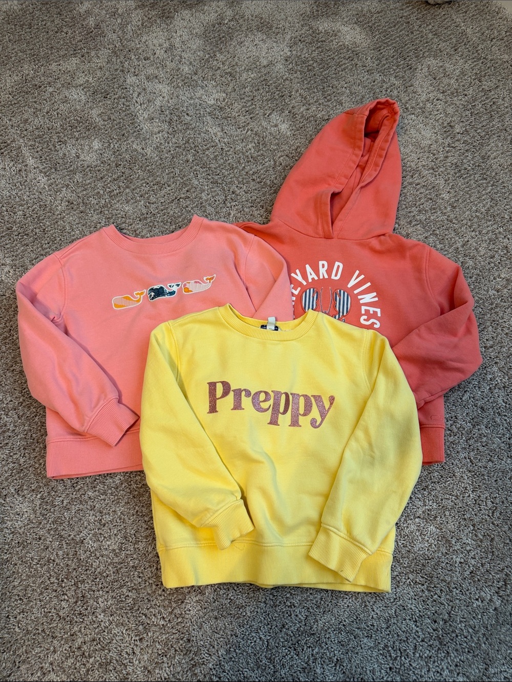 Vineyard Vines Coral & Yellow Kids Sweatshirts